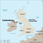 Londonderry | History, Name, & Map | Britannica With Regard To Map Of County Derry Northern Ireland