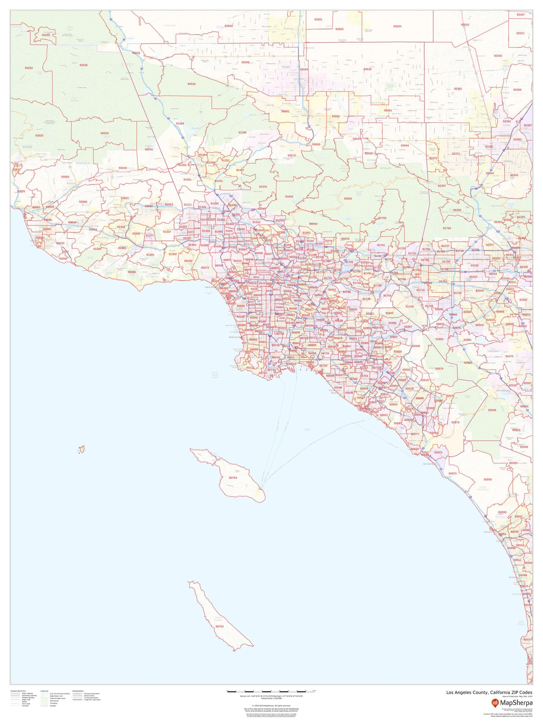 Los Angeles County, California Zip Codes Map pertaining to Los Angeles County Zip Code Map Printable