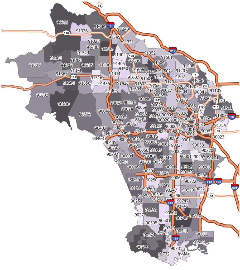 Los Angeles Zip Code Map - Gis Geography Regarding Los Angeles County ...