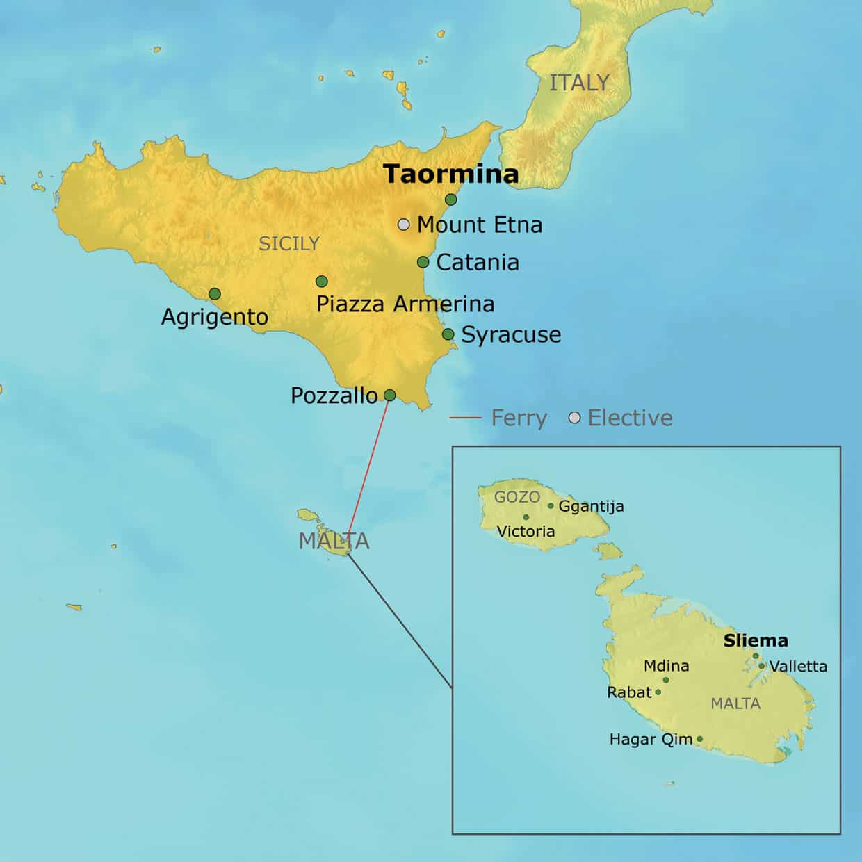 Malta And Sicily | National Trust Tours intended for Map Of Italy Sicily And Malta