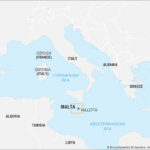 Malta On World Map: Surrounding Countries And Location On Southern Intended For Map Of Italy And Malta