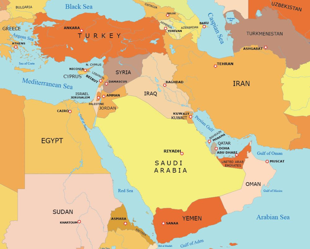 Map Collection Of The Middle East - Gis Geography throughout Eastern Europe and Middle East Map Printable