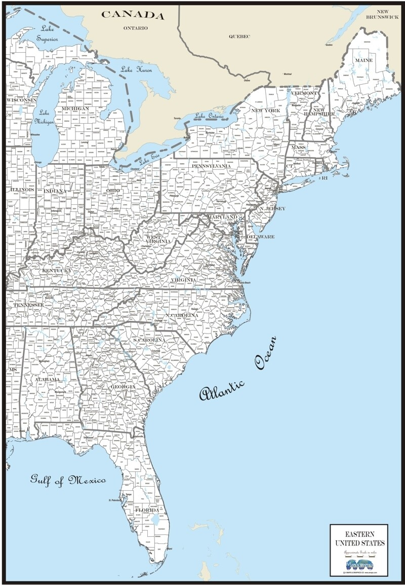 map custom east coast usa region county outline county names throughout printable map of east coast of united states Map Custom East Coast Usa Region County Outline/County Names throughout Printable Map of East Coast of United States