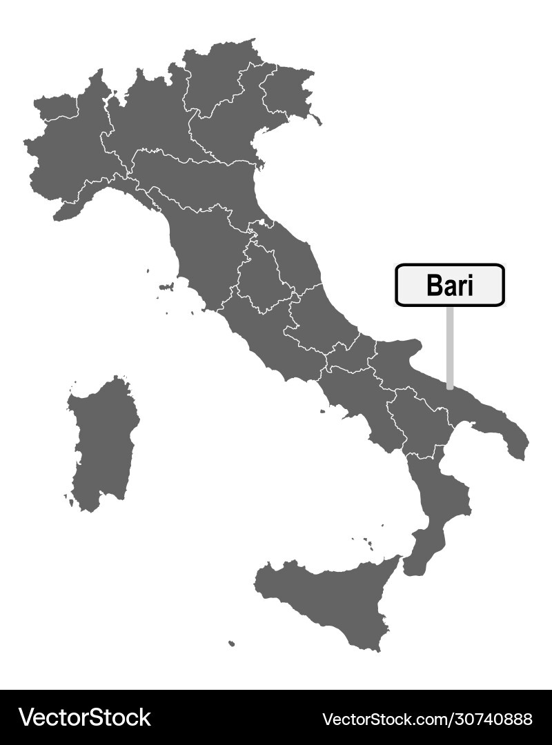 Map Italy With Road Sign Bari Royalty Free Vector Image within Bari on Map of Italy