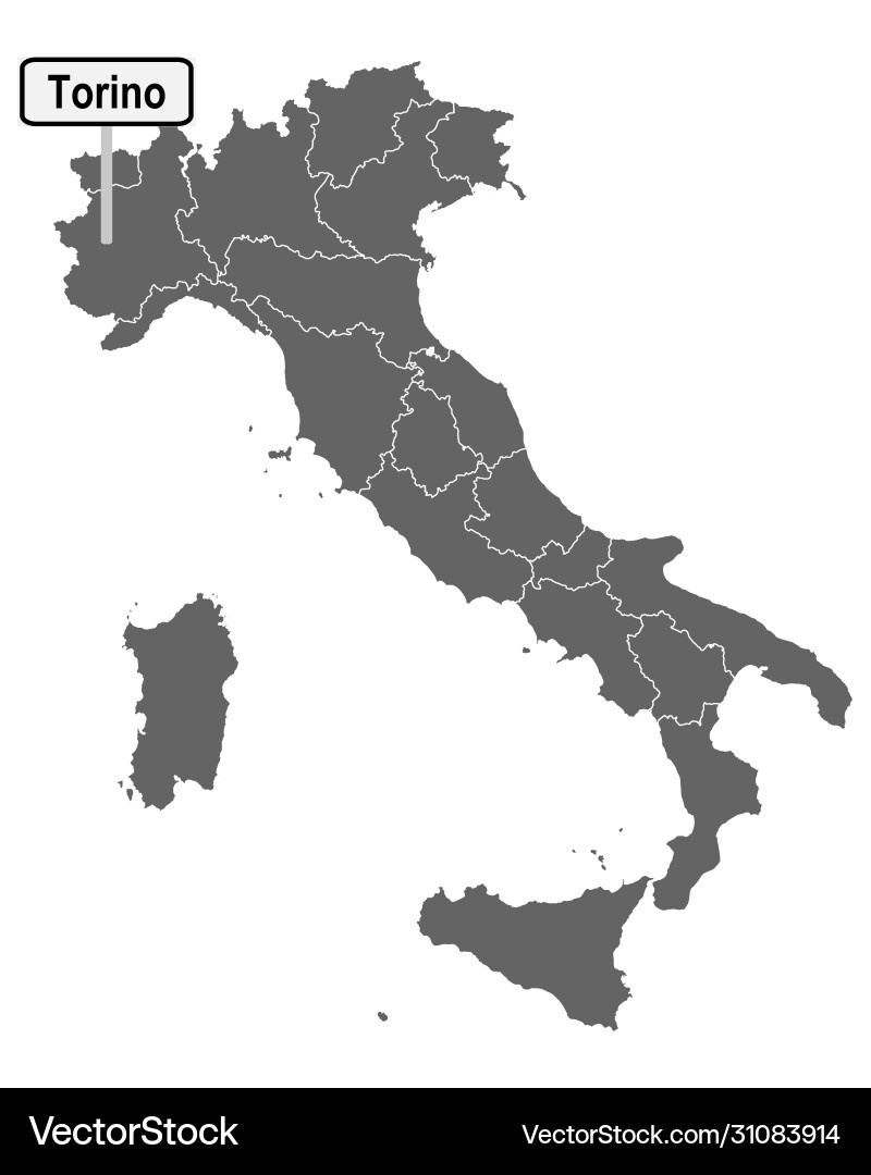 Map Italy With Road Sign Torino Royalty Free Vector Image in Turin on Map of Italy