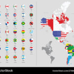 Map North And South America Flags Royalty Free Vector Image With North And South America Flag Map