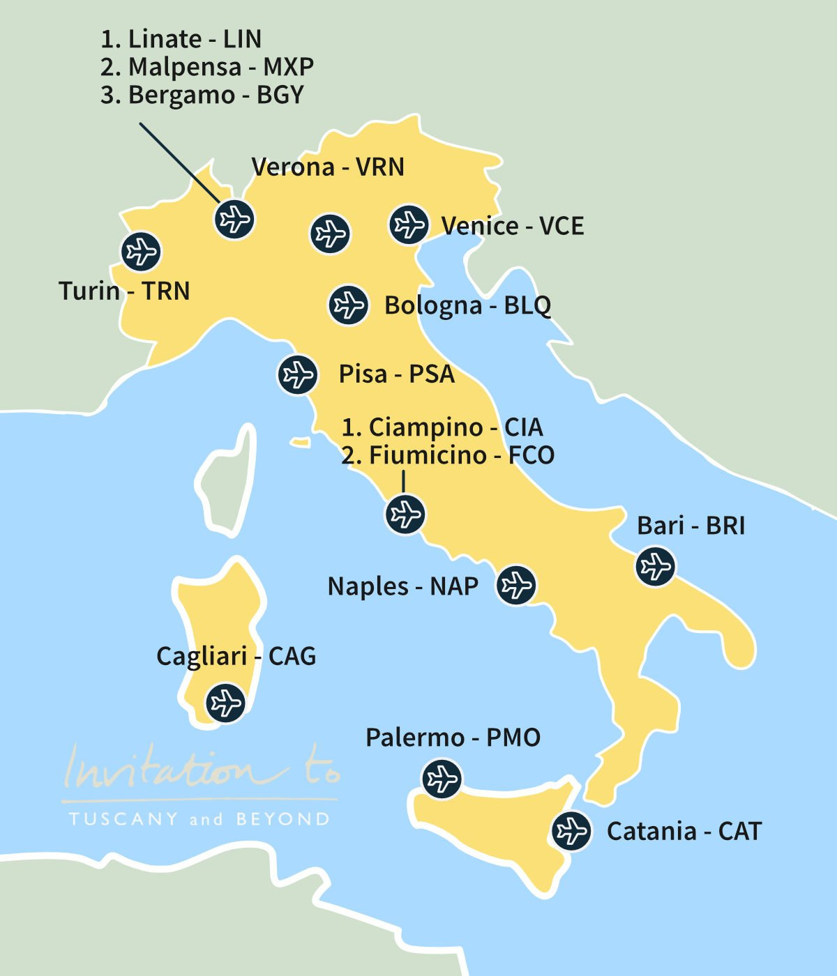 Map Of Italy With Airports Adams Printable Map