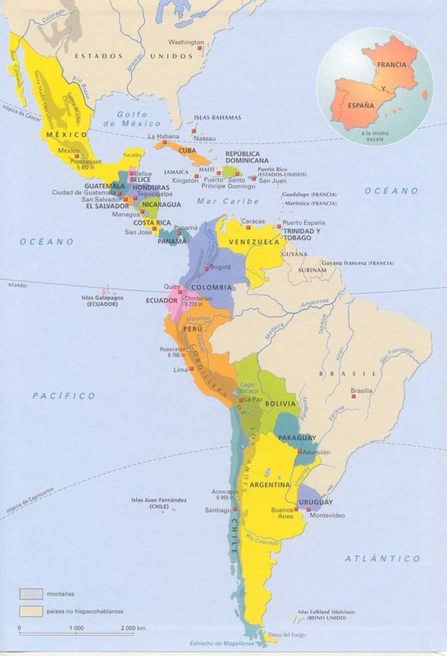 Map Of América Latina - Labeled In Spanish - Castrolandia with North and South America Map In Spanish