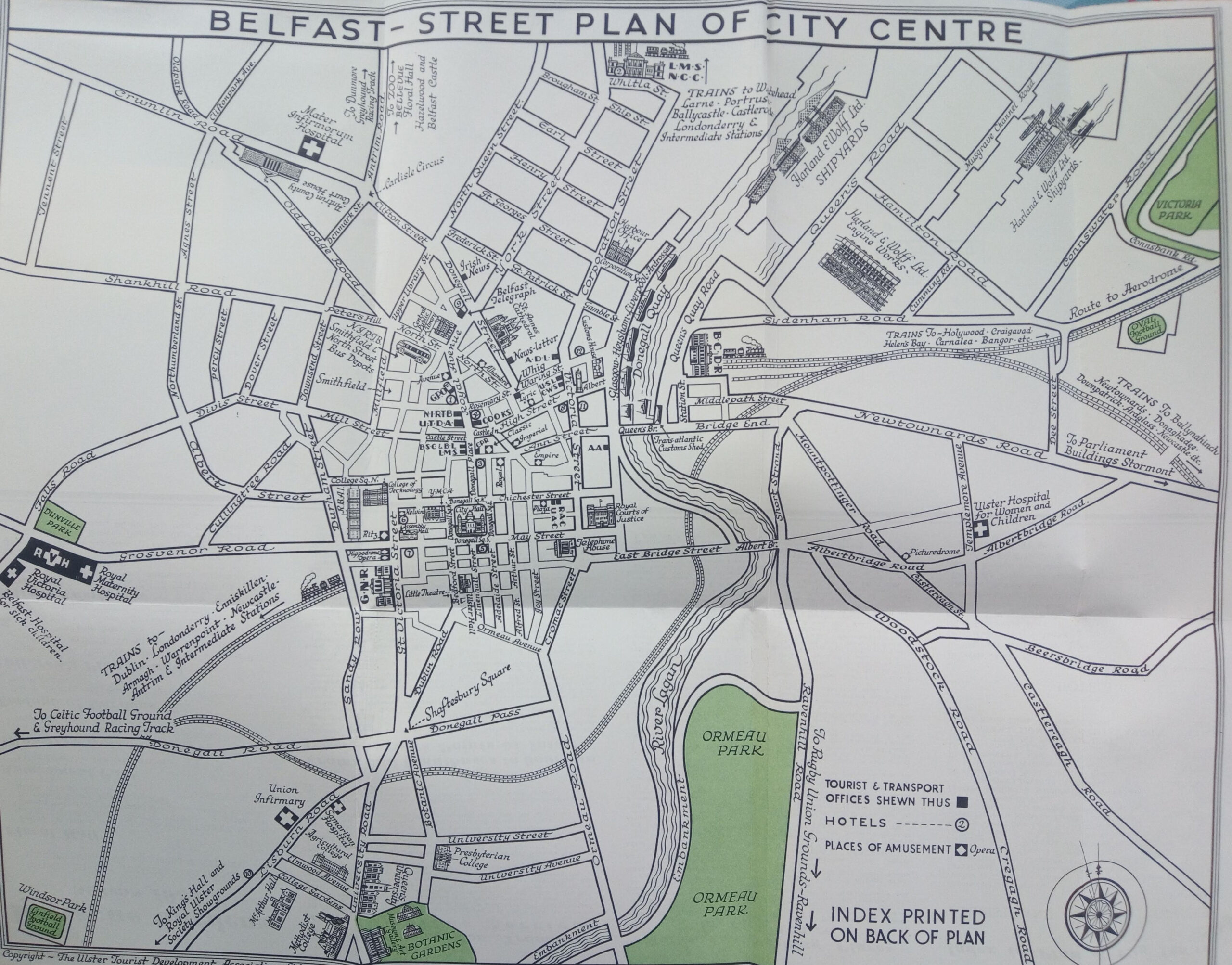 Map Of Belfast, C.1938 : R/Northernireland in Street Map of Belfast Northern Ireland