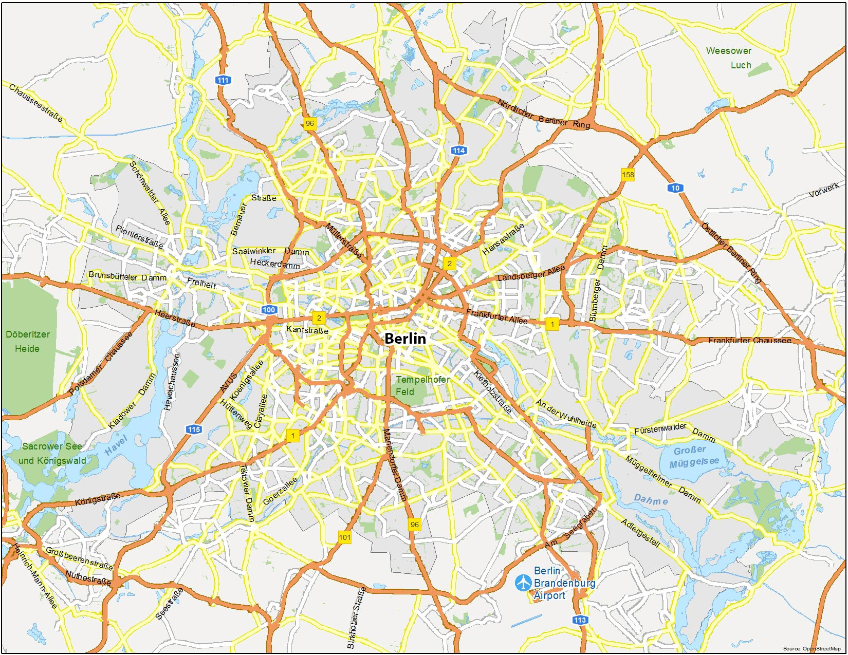 Map Of Berlin, Germany - Gis Geography with Printable Map With Street Names