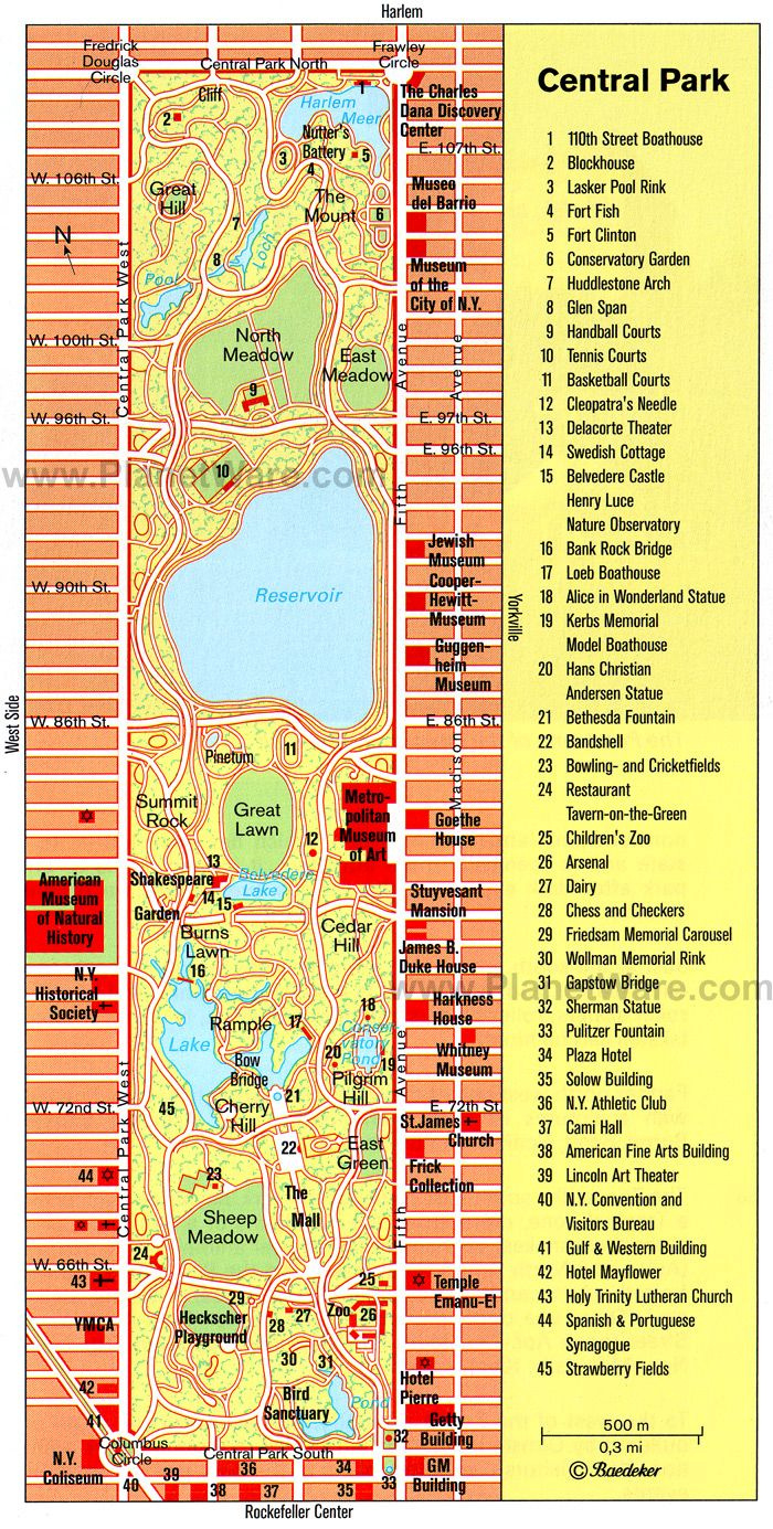 Map Of Central Park | New York City Vacation within Printable Central Park Map