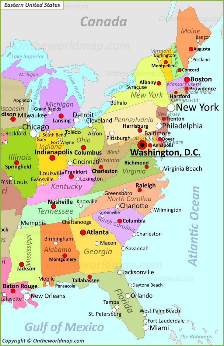 Map Of Eastern United States regarding Map of Eastern United States Printable
