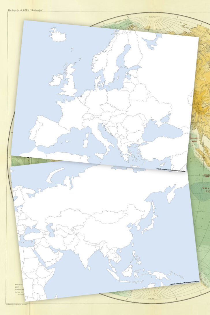 Printable Blank Map of Europe and Asia