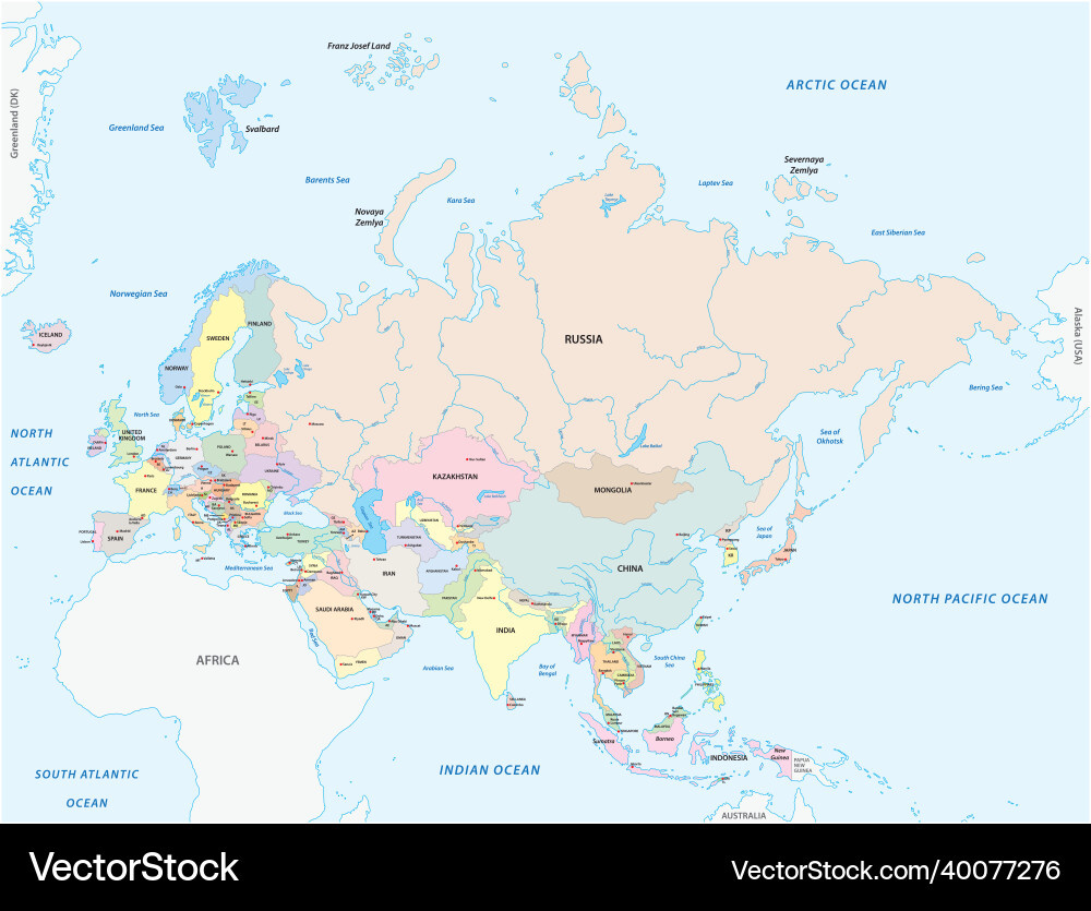 Map Of Europe And Asia Royalty Free Vector Image intended for The Map Of Asia And Europe