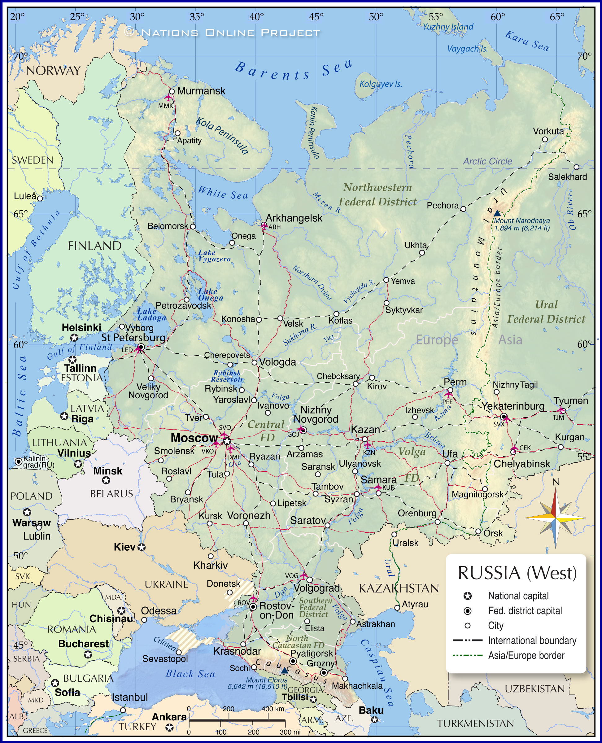 Map Of European Russia - Nations Online Project with Map of Europe and Russia and Asia