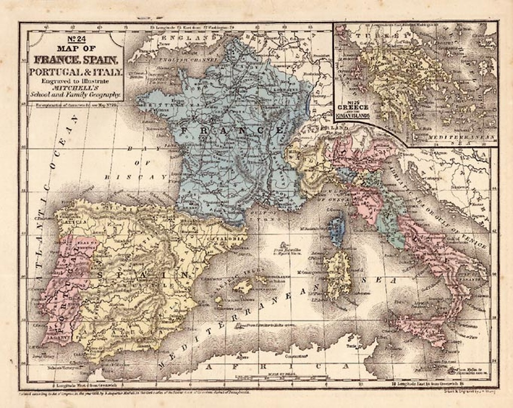 Map Of France, Spain, Portugal And Italy - Barry Lawrence Ruderman for Map Of Portugal And Spain And Italy