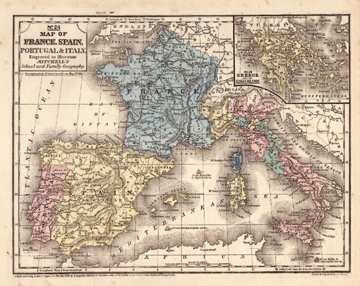 Map of Italy and Spain Map of Italy and Spain