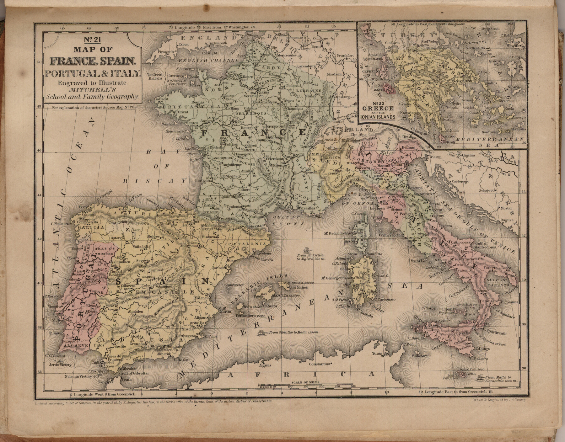 Map Of France, Spain, Portugal And Italy Engraved To Illustrate with regard to Map of Europe France Italy Spain