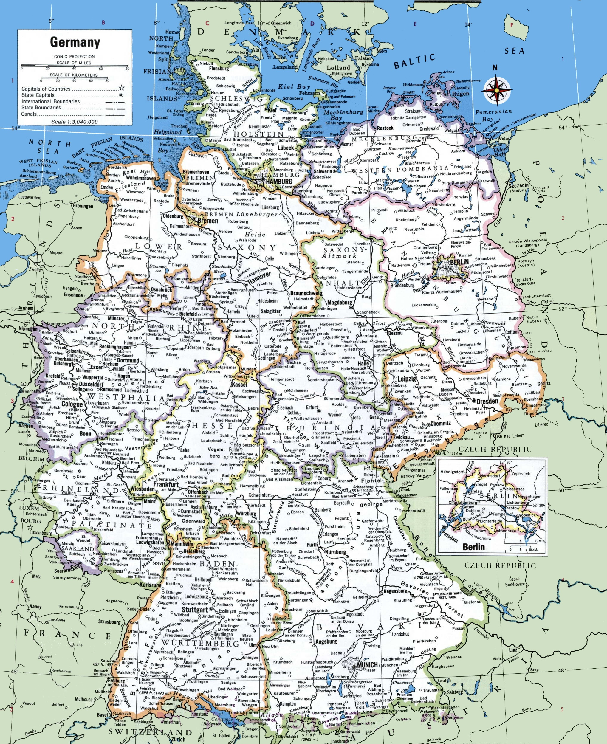 Map Of Germany With Cities And Towns - Ontheworldmap inside Free Printable Map of Germany with Cities and Towns
