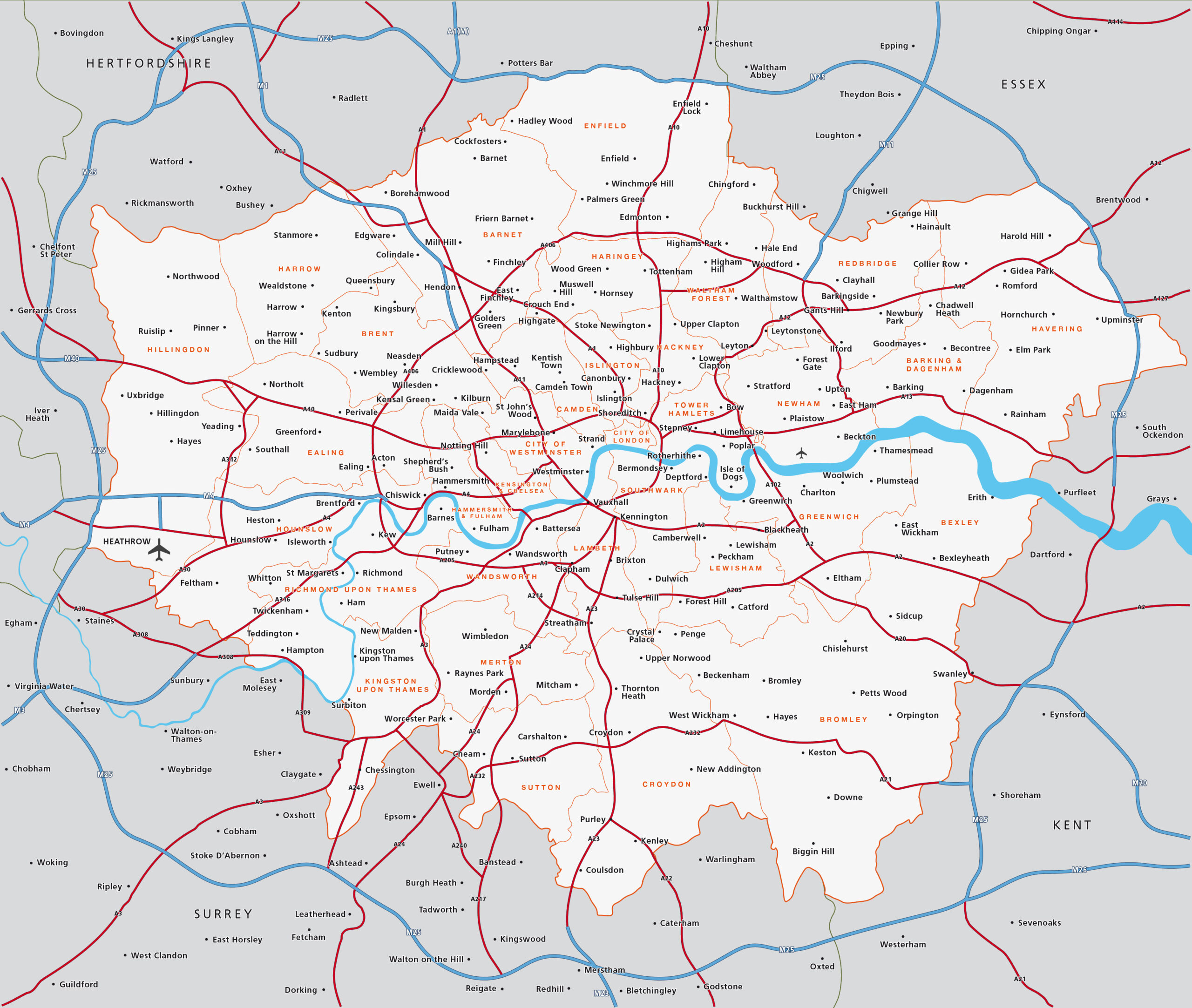 Map Of Greater London Districts And Boroughs – Maproom in Large Printable Map Of London