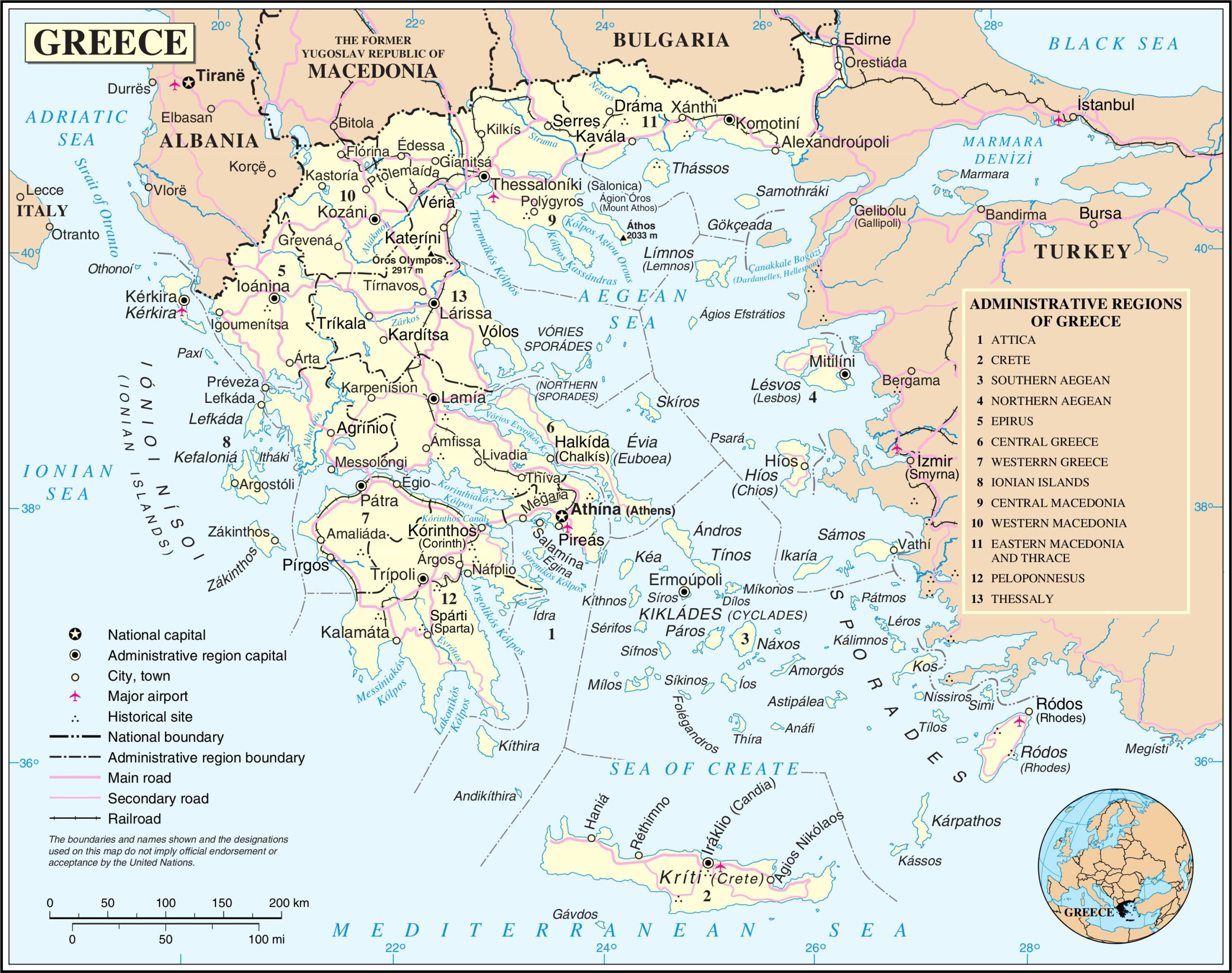 Map Of Greece: Offline Map And Detailed Map Of Greece regarding Free Printable Map Of Ancient Greece