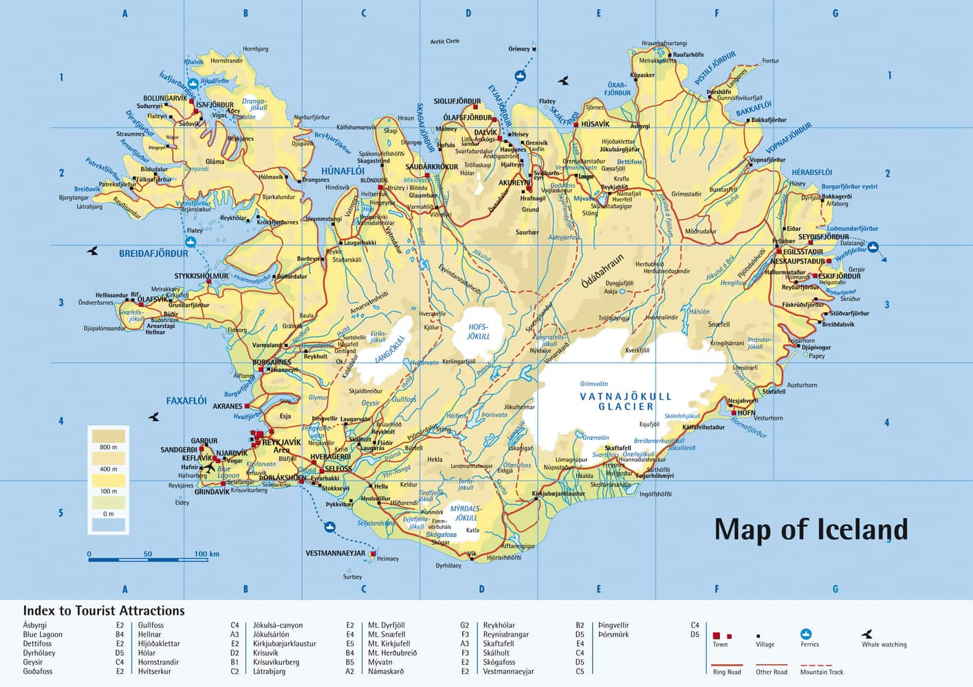 Map Of Iceland - 15 Tourist Maps Of Iceland, Europe inside Printable Map of Iceland Ring Road