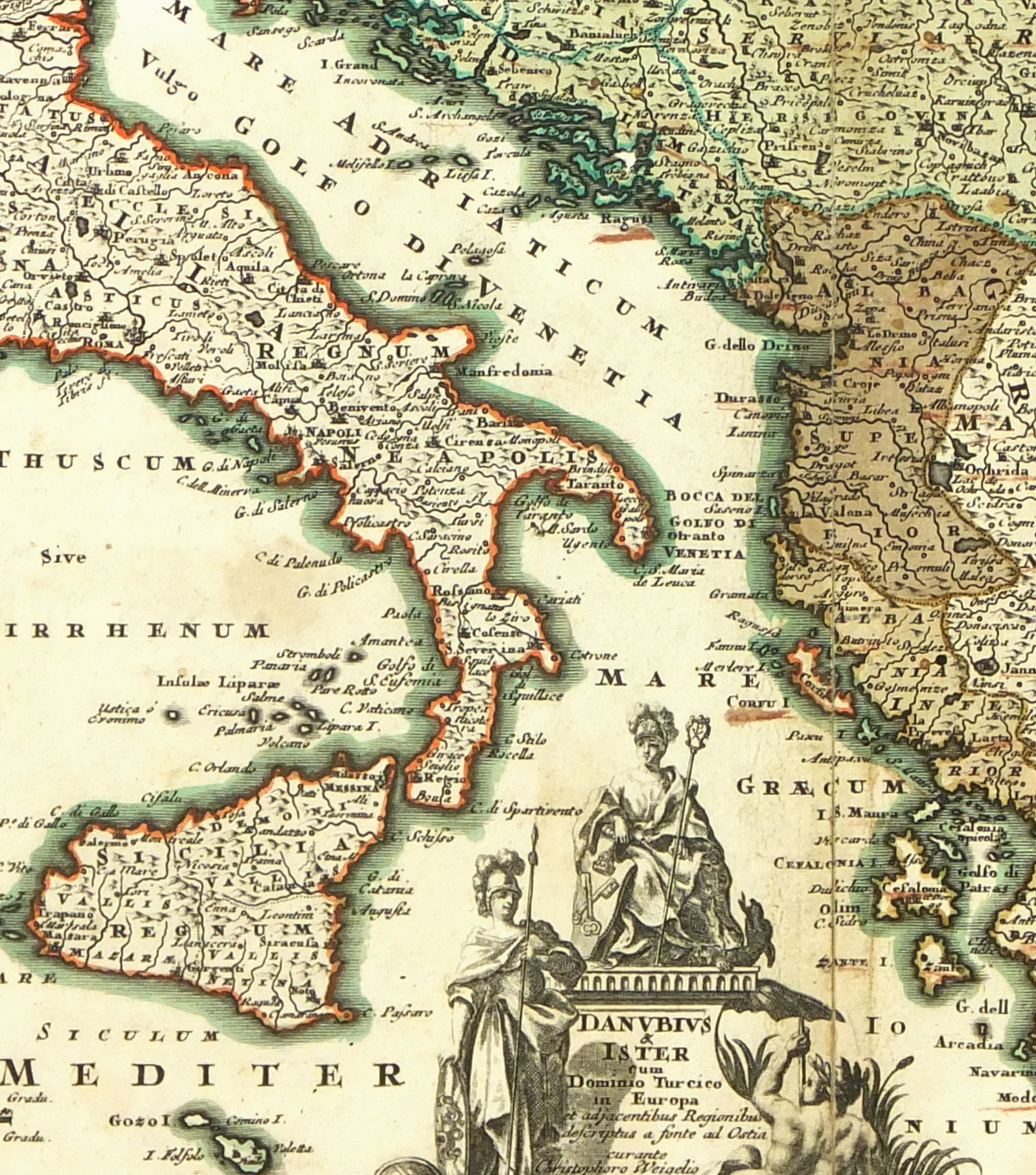 Map Of Italy To Greece, 1724 - Original Art, Antique Maps &amp;amp; Prints inside Map Of Greece And Italy