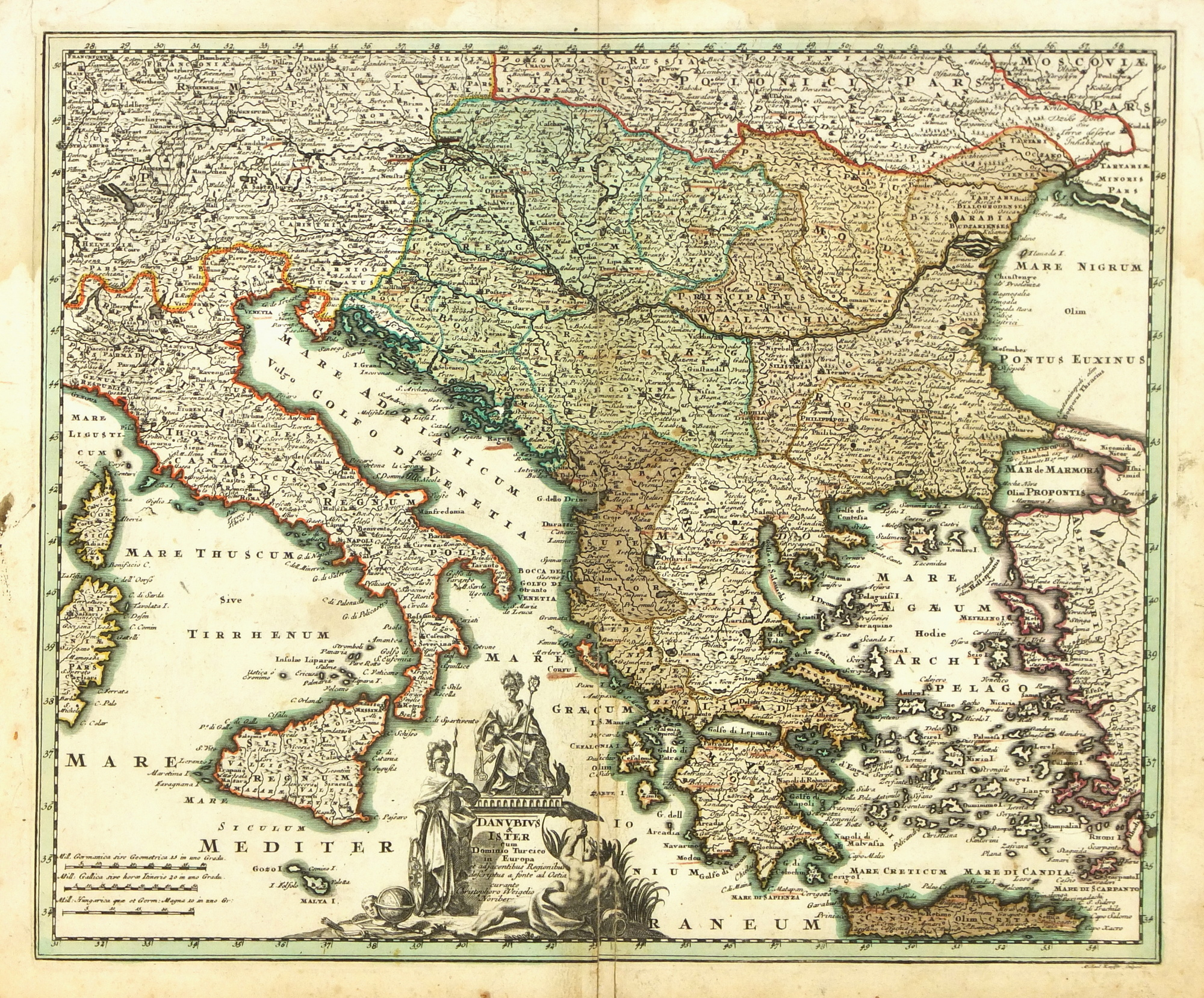 Map Of Italy To Greece, 1724 - Original Art, Antique Maps &amp;amp; Prints within Map Of Europe Greece And Italy