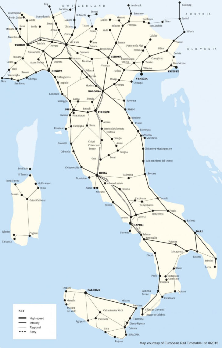 Map of Trains In Italy