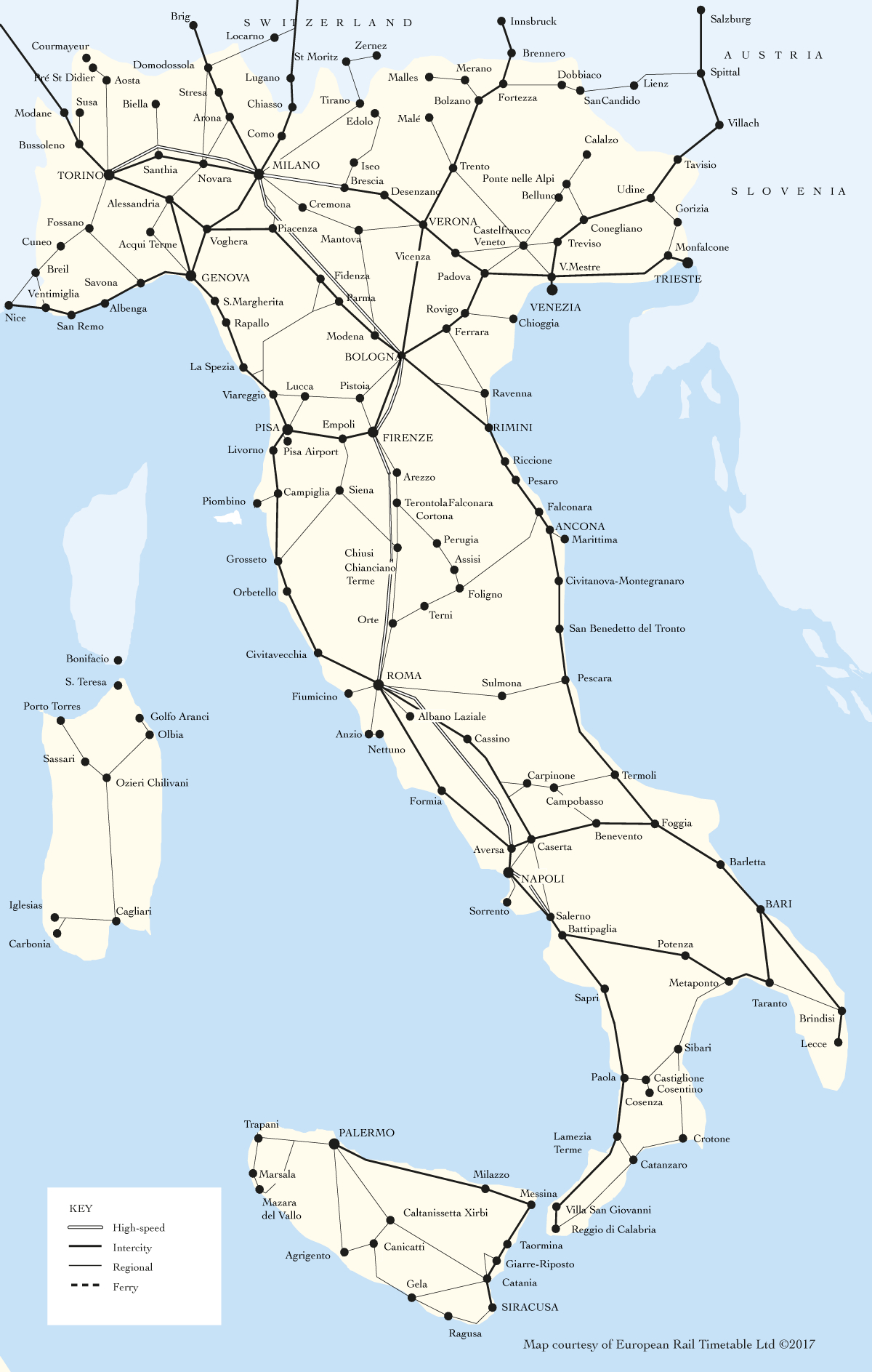 Map Of Italy&amp;#039;S Rail Network : R/Mapporn in Map Of Italian Train Routes