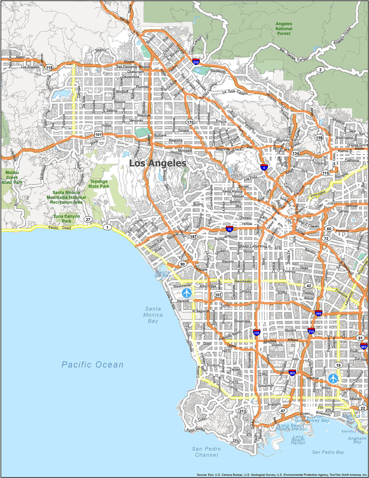Map Of Los Angeles, California - Gis Geography intended for Printable Map Of Los Angeles Area