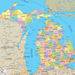 Map Of Michigan   Michigan Map With Cities, Counties And Roads In Printable Map Of Michigan With Cities