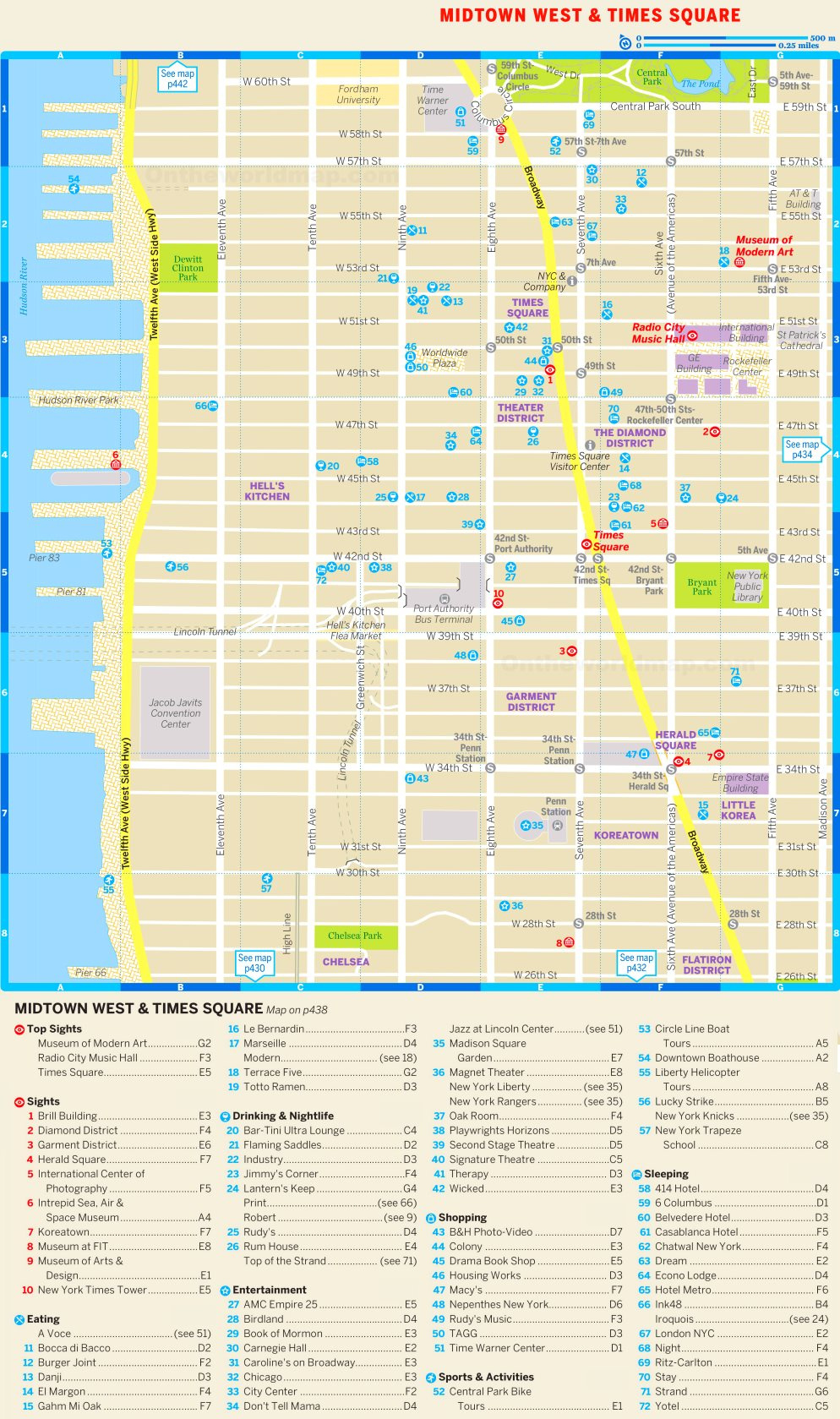Map Of Midtown West And Times Square - Ontheworldmap with regard to Free Printable Map of Times Square