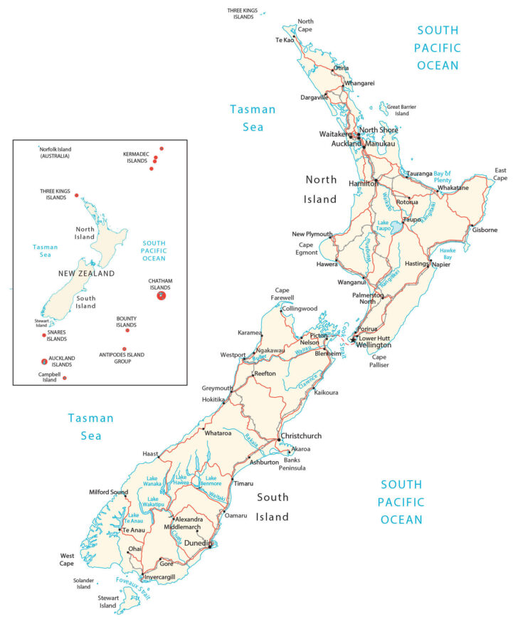 Free Printable Map of New Zealand North Island