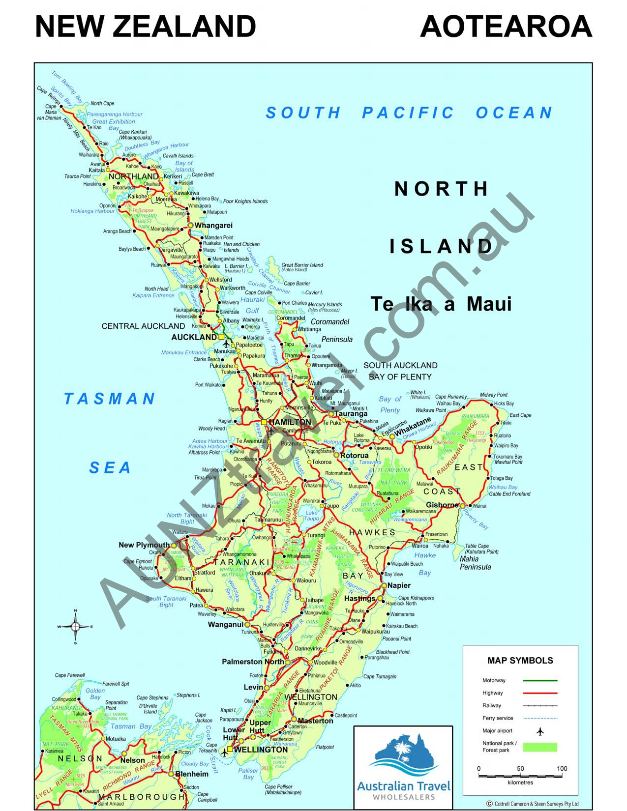 Map Of New Zealand North Island | Aunztravel in Printable Map of North Island New Zealand
