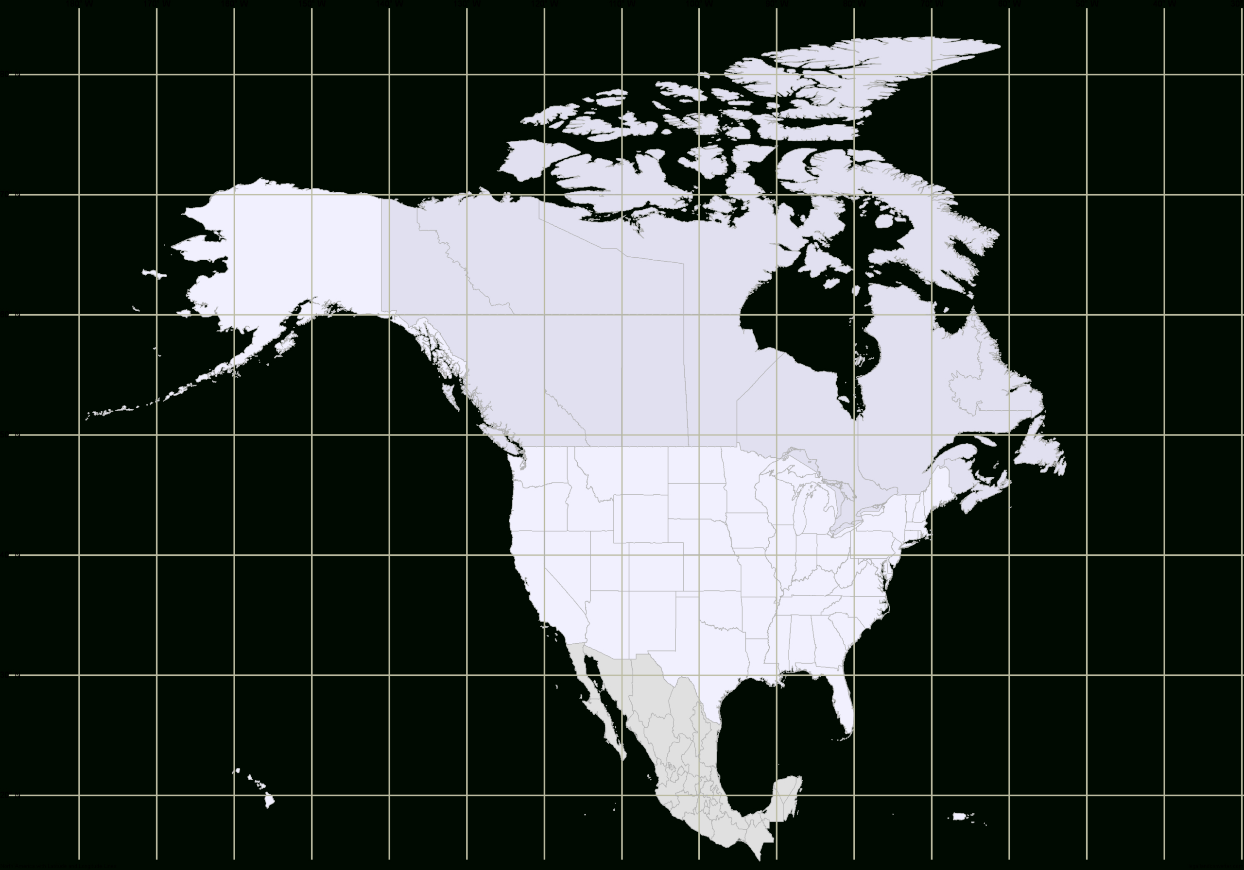 Map Of North America With Latitude And Longitude Grid intended for United States Map with Latitude and Longitude Printable