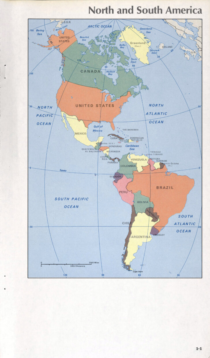 Map of the World Western Hemisphere