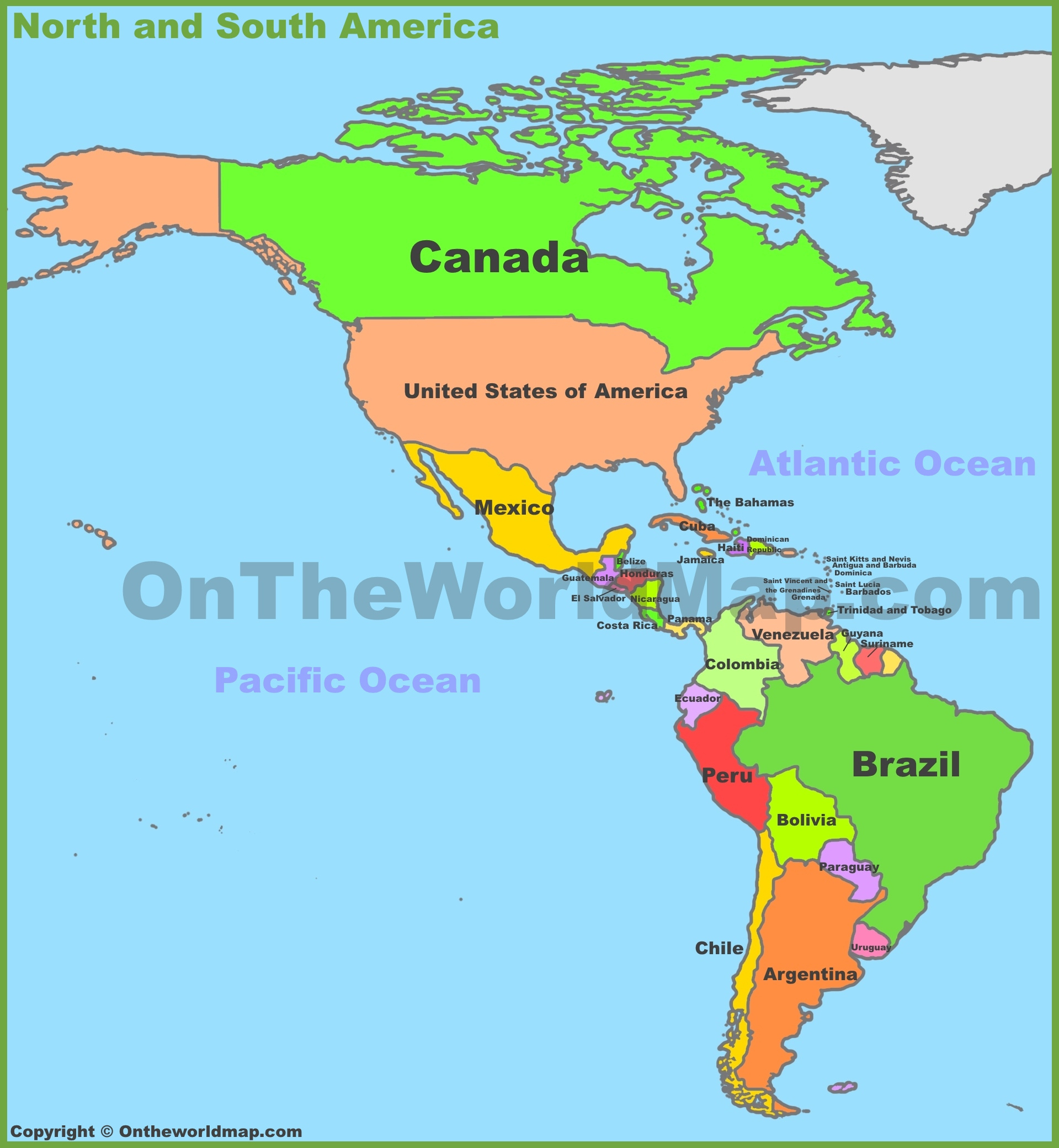 Map Of North And South America - Ontheworldmap with Map with North and South America