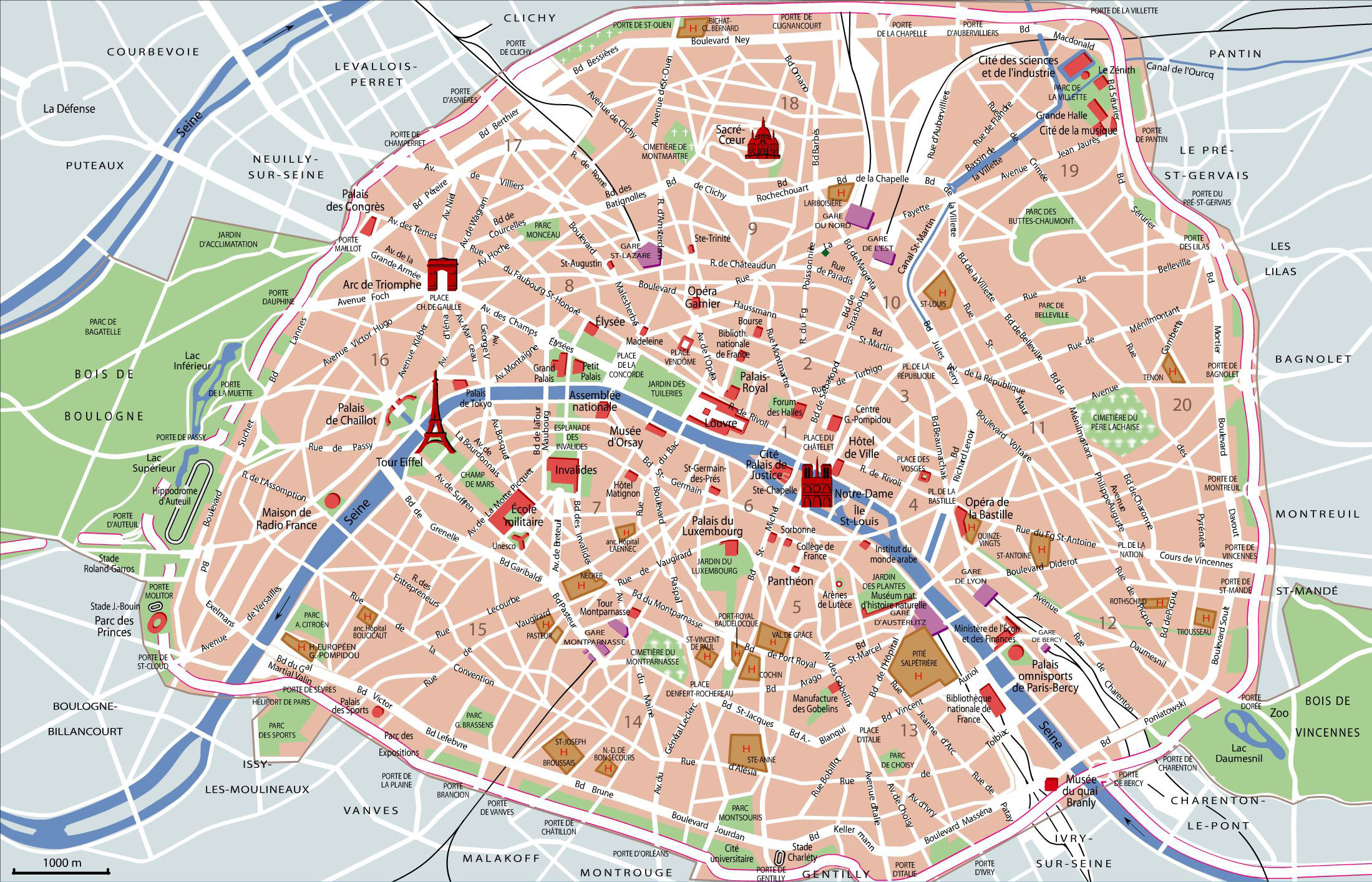 Map Of Paris Tourist Attractions, Sightseeing &amp;amp; Tourist Tour with Free Printable Tourist Map of Paris