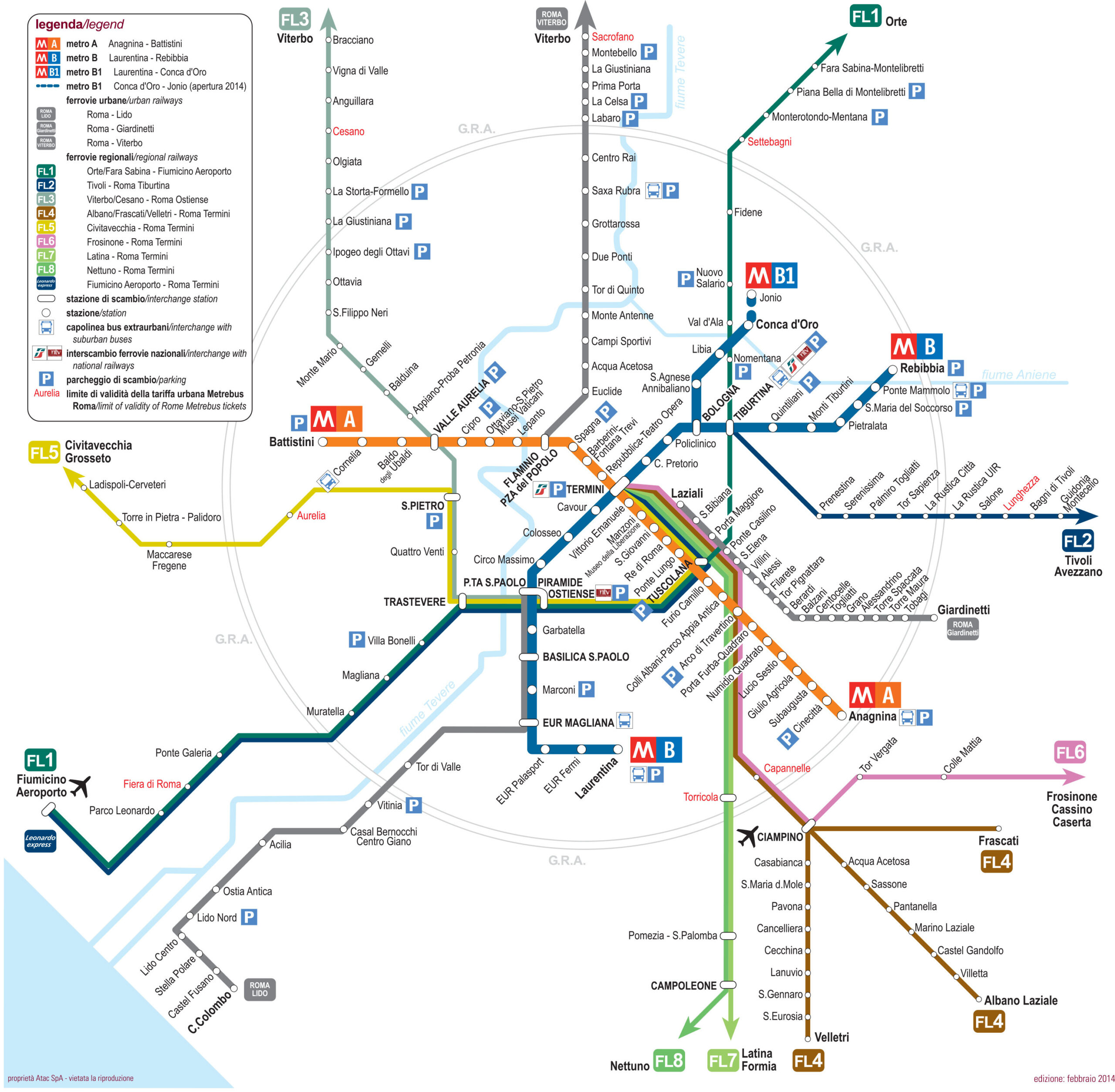 Map Of Rome Commuter Rail: Stations &amp;amp; Lines within Map of Train Stations In Rome Italy