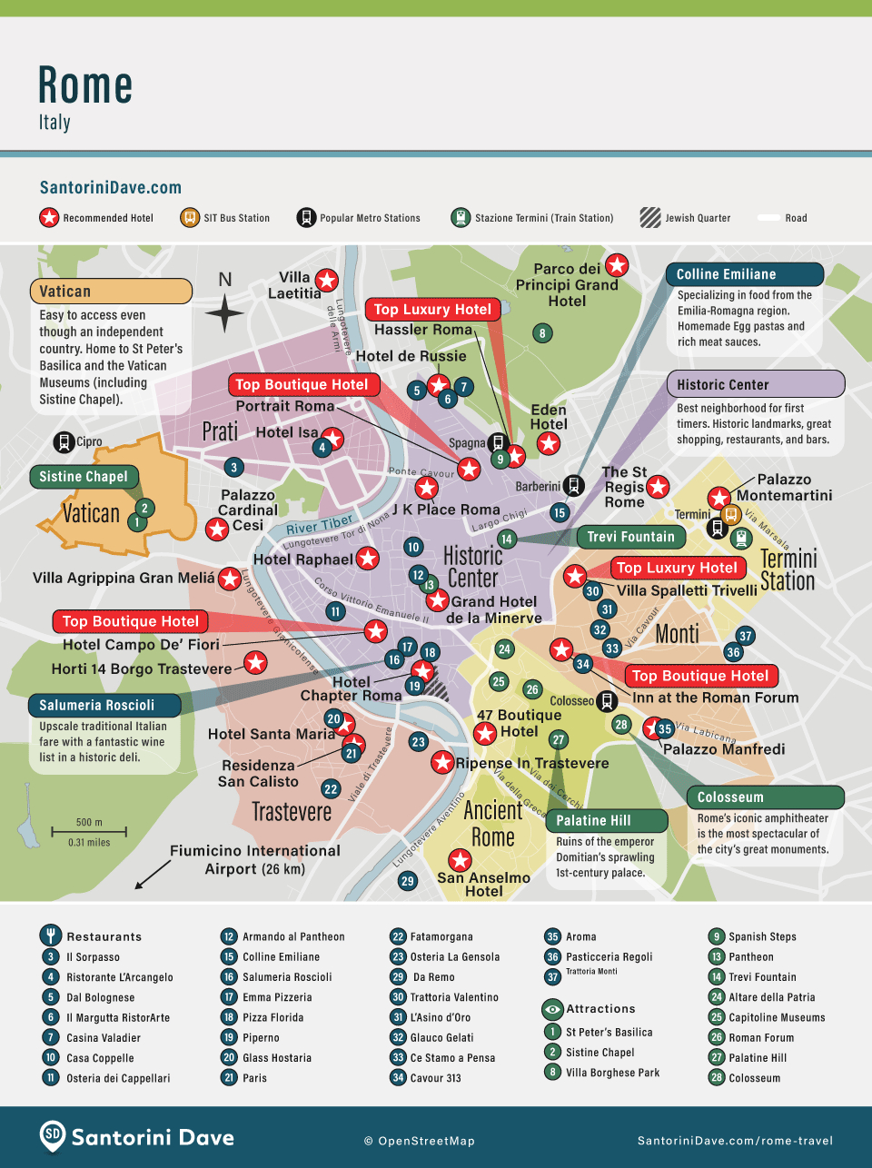 Map Of Rome, Italy in Map of Hotels In Rome Italy