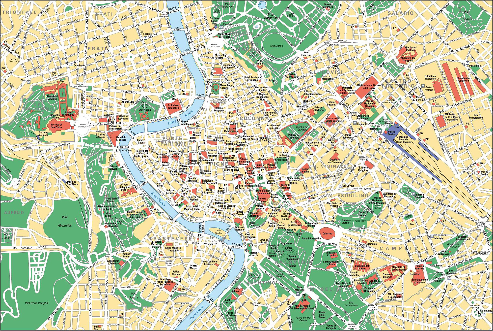 Map Of Rome Tourist Attractions, Sightseeing &amp;amp; Tourist Tour regarding Pdf Printable Walking Map of Rome