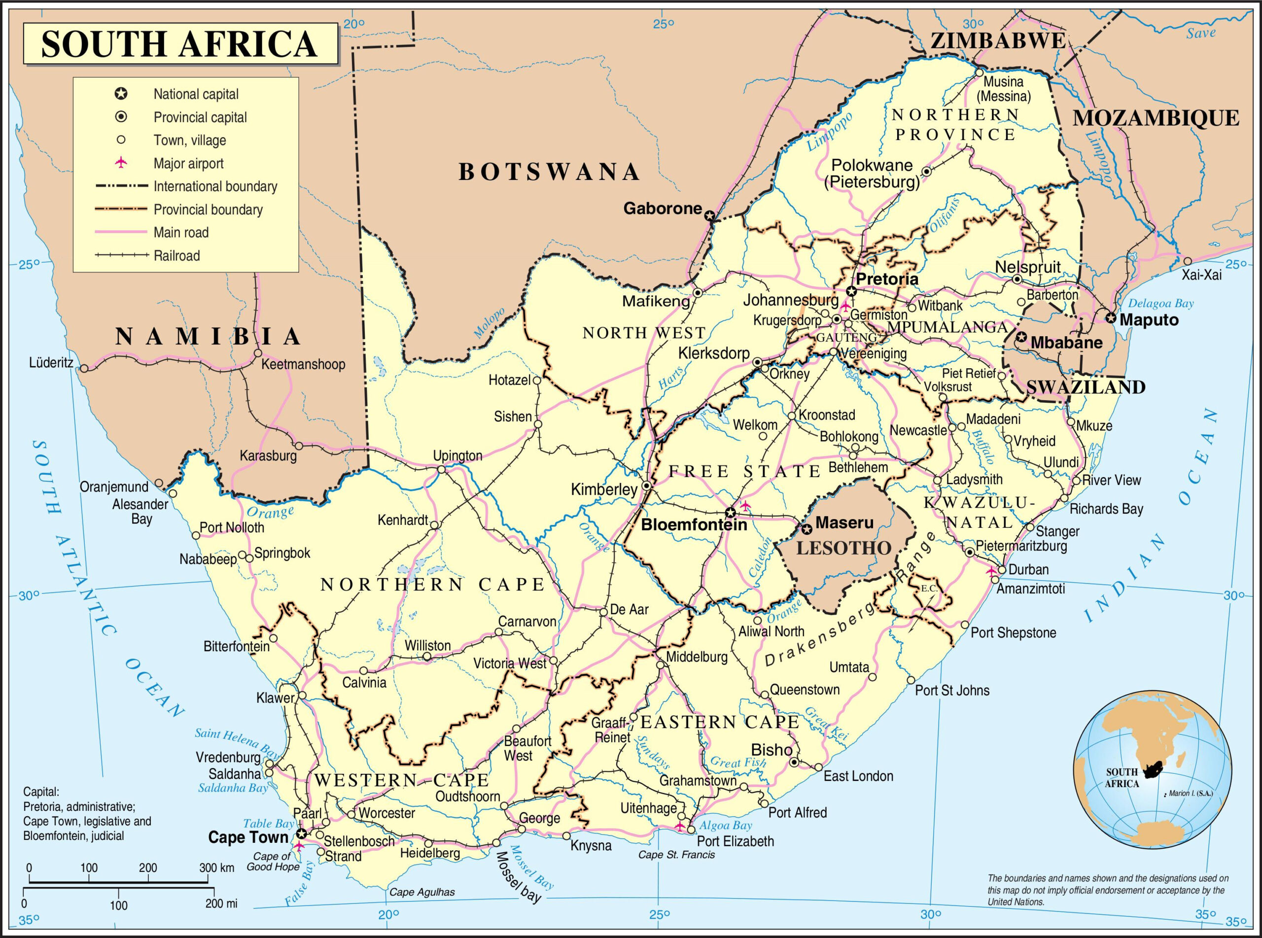 Map Of South Africa: Offline Map And Detailed Map Of South Africa within Free Printable Map Of South Africa