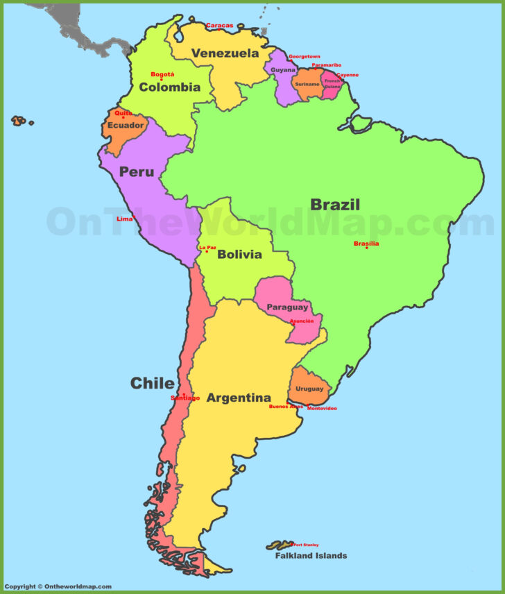 Map of North and South America Countries and Capitals