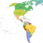 Map Of South And North America With Countries Stock Vector | Adobe Within Countries In North And South America Map