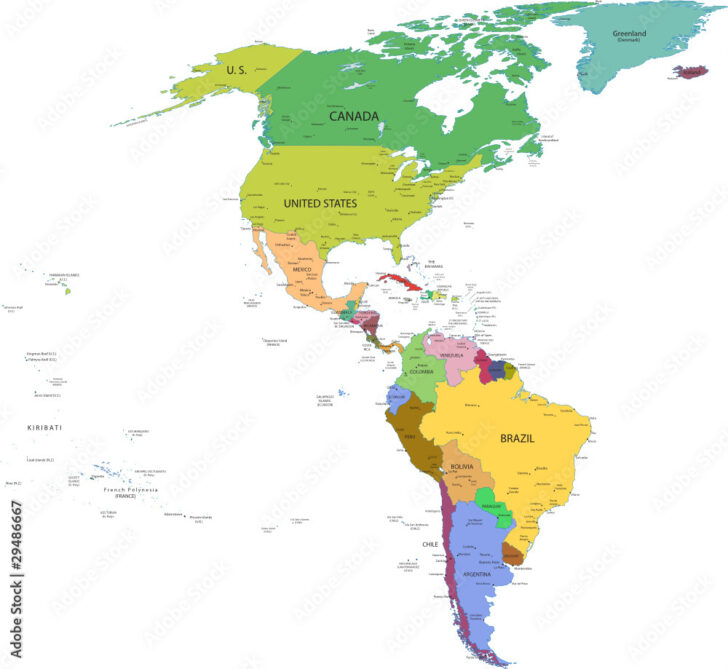 Countries In North and South America Map