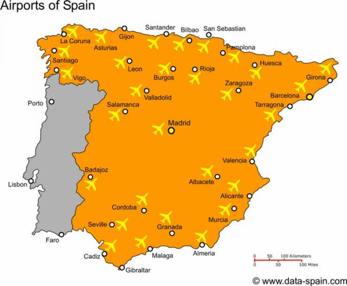 Map Of Spain Airports - Spain Map Airports (Southern Europe - Europe) inside Map of Spain and Portugal Airports
