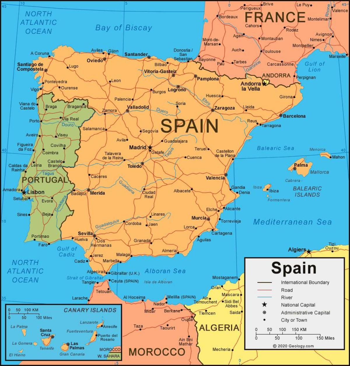 Map Of Spain And Surrounding Countries - Map Of Spain And regarding Map Of Spain Portugal And Gibraltar