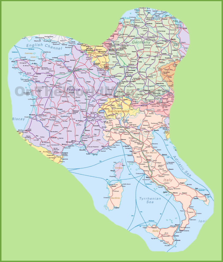 Map of Southern France and Northern Italy