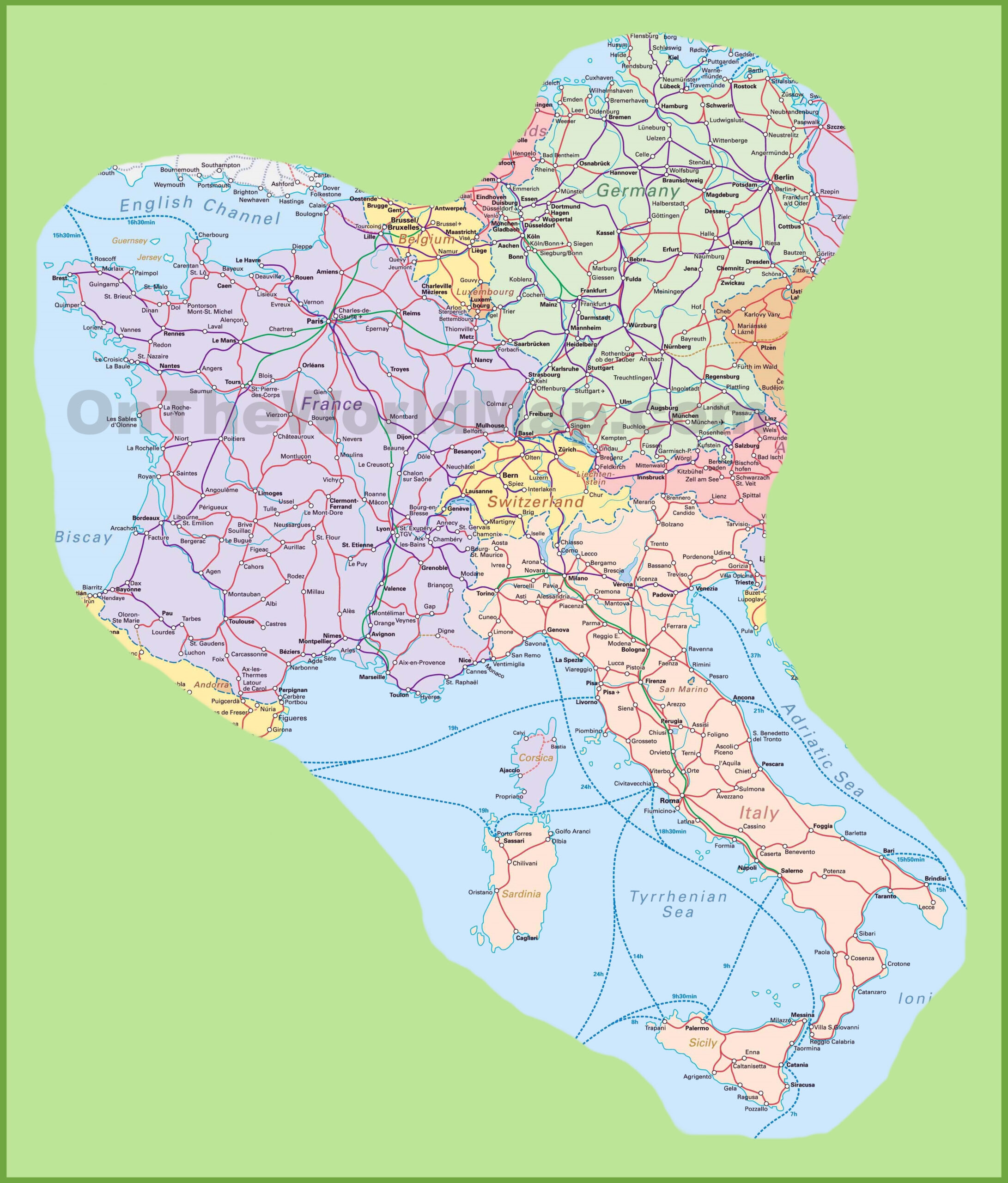 Map Of Switzerland, Italy, Germany And France - Ontheworldmap with regard to Map of Southern France and Northern Italy